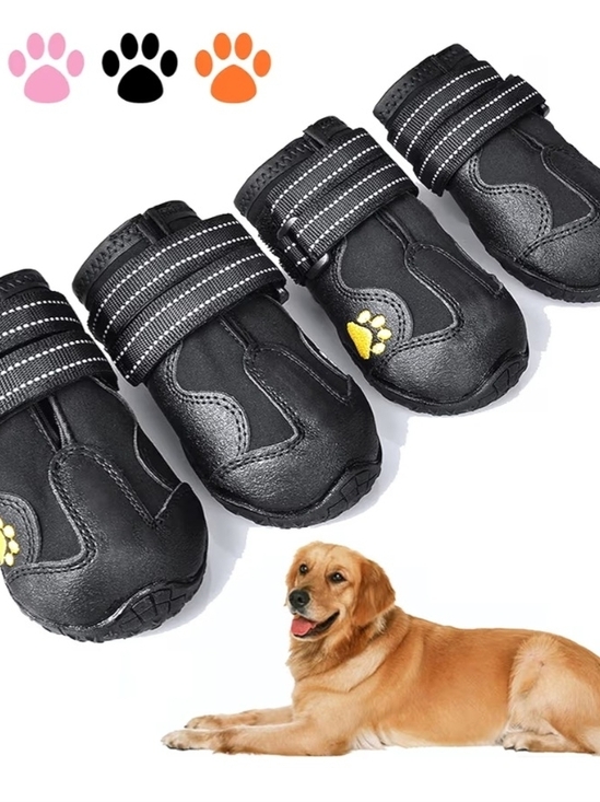 Other - Size 3 Black Dog Boots with Paw Accent - Durable Waterproof Pet Shoe